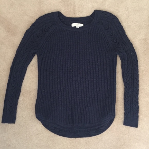 Navy pullover crew sweater Ann Taylor LOFT - Picture 4 of 4